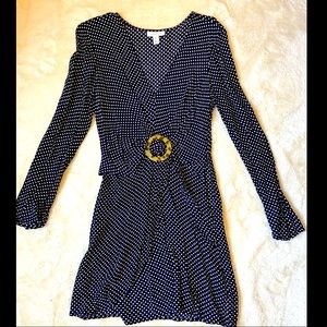 Topshop Polka Dot Faux Wrap Dress - Size 2